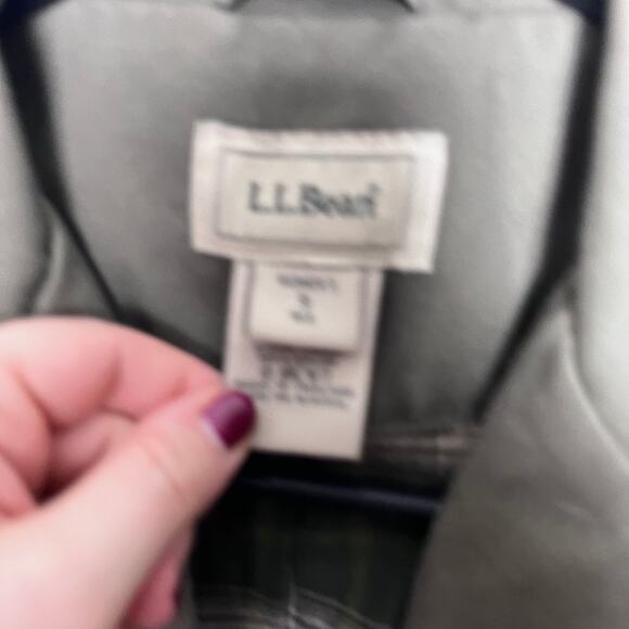 L.L. Bean Y2K Women's Green Canvas Plaid Flannel Lined Jacket Size Small - Picture 5 of 10